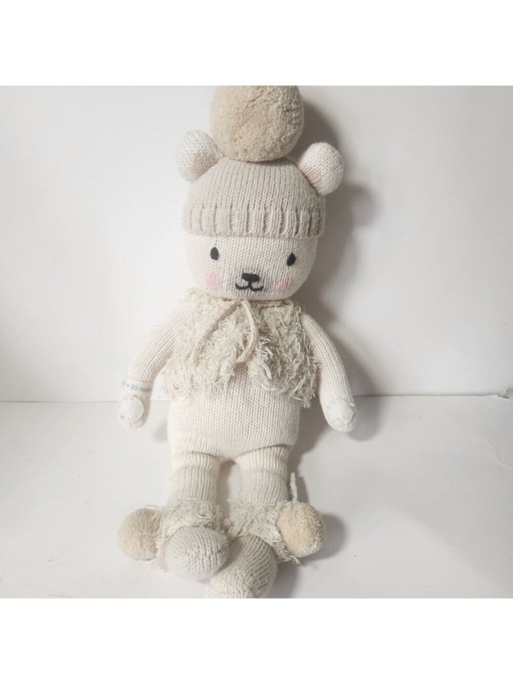 Stella Cuddle + Kind Polar Bear Knit Plush Doll Cream Handmade Peru 13 Inch